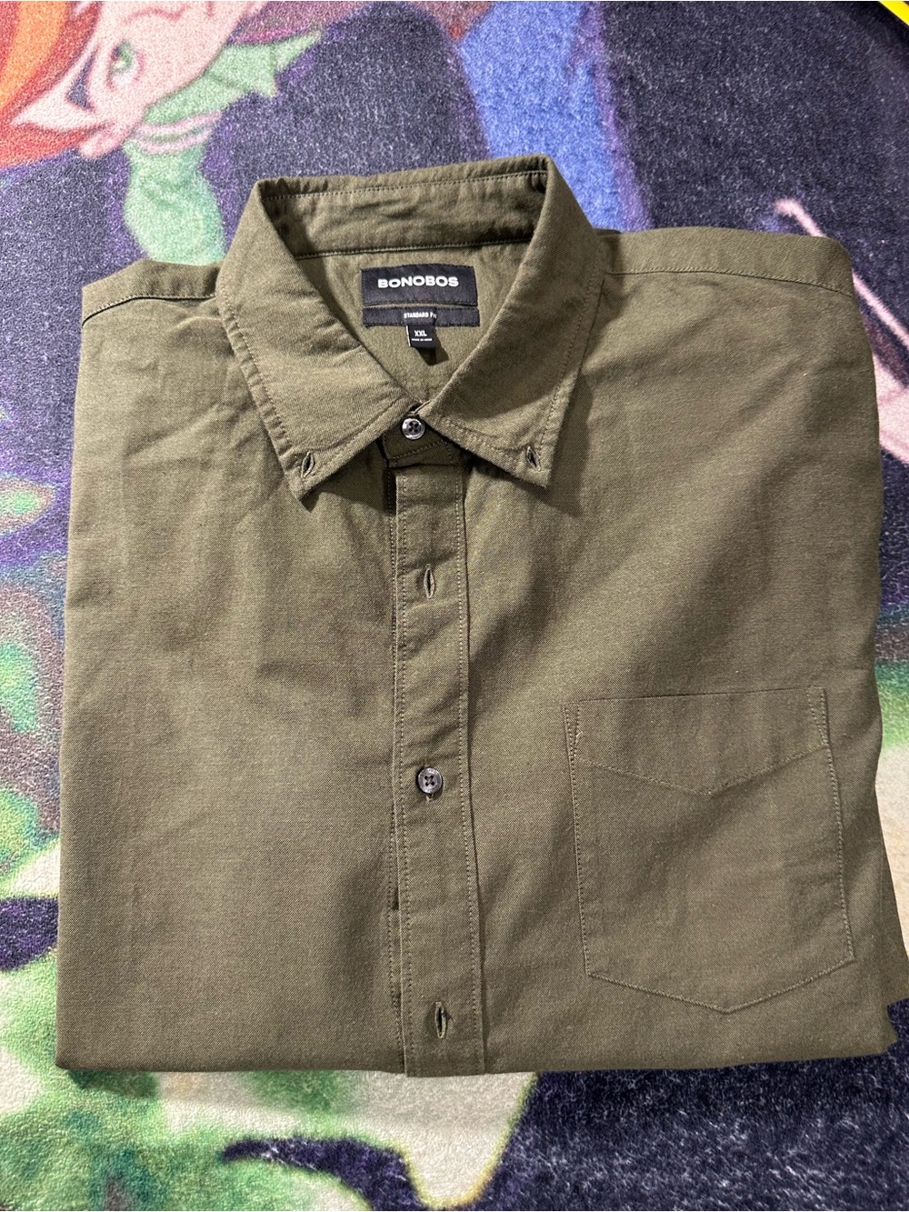 Bonobos Men’s Olive Green Casual Button-Down Shirt Size XXL